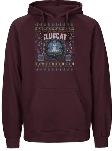 Slugcat Ugly Sweater - rain, slugcat, slugcats, world, slug cat, lizard, gaming, video game, gamer, gamers, game, ugly christmas sweater, xmas - Fairtrade Hoodie