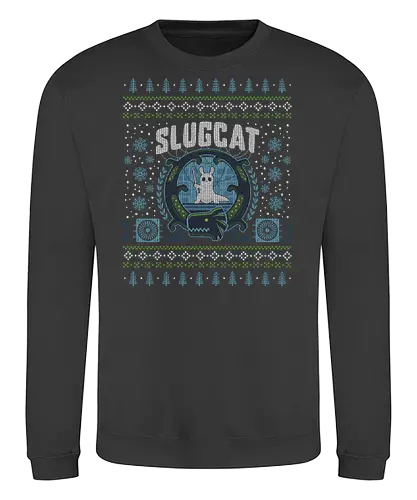 Slugcat Ugly Sweater - rain, slugcat, slugcats, world, slug cat, lizard, gaming, video game, gamer, gamers, game, ugly christmas sweater, xmas - Sweatshirt