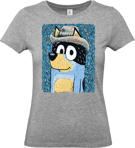 Bandit Van Dogh - bluey, cartoon, dog, vincent van gogh, painter, animals - Standard T-Shirt (Women)