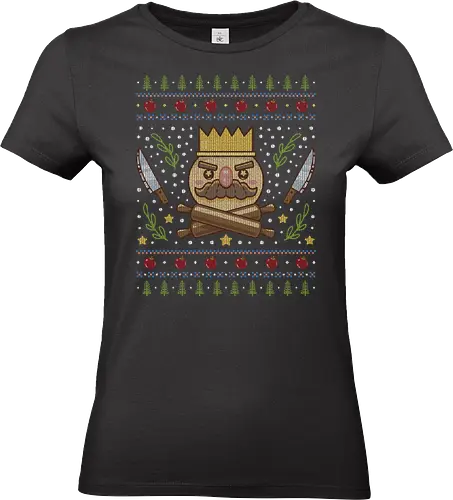 Onion Kingdom Ugly Sweater - cooking, cooked, kevin, onion king, gaming, video games, console, cooking, crown, food, chef, funny, chef knife, onion kingdom, ugly christmas sweater, christmas, xmas, ugly sweater - Standard T-Shirt (Women)