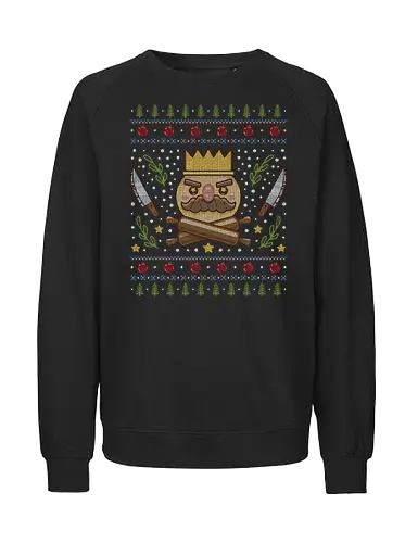 Onion Kingdom Ugly Sweater - cooking, cooked, kevin, onion king, gaming, video games, console, cooking, crown, food, chef, funny, chef knife, onion kingdom, ugly christmas sweater, christmas, xmas, ugly sweater - Fairtrade Sweatshirt