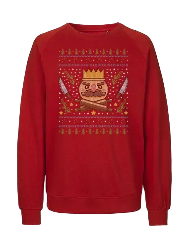 Onion Kingdom Ugly Sweater - cooking, cooked, kevin, onion king, gaming, video games, console, cooking, crown, food, chef, funny, chef knife, onion kingdom, ugly christmas sweater, christmas, xmas, ugly sweater - Fairtrade Sweatshirt