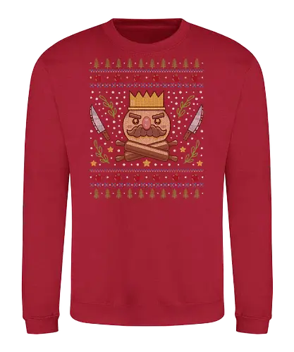 Onion Kingdom Ugly Sweater - cooking, cooked, kevin, onion king, gaming, video games, console, cooking, crown, food, chef, funny, chef knife, onion kingdom, ugly christmas sweater, christmas, xmas, ugly sweater - Sweatshirt