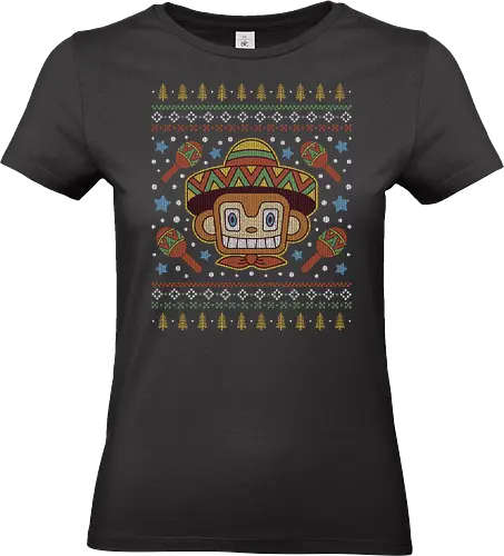 Samba Gaming Ugly Sweater - samba, dreamcast, arcade, monkey, amigo, gamer, gaming, video game, video games, console, nostalgia, music, rhythm, mexican, maracas, ugly christmas sweater, christmas, ugly sweater, xmas - Standard T-Shirt (Women)