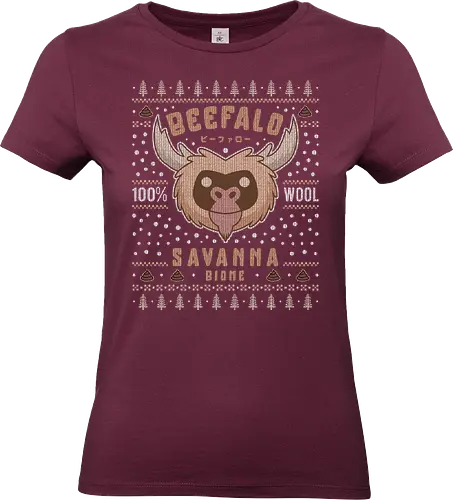 Savanna Beefalo Ugly Sweater - starve, together, beefalo, beefalo wool, wilson, gaming, video game, abigail, survive, survival, scary, goth, monster, animal, ugly christmas sweater, christmas, xmas, merry Christmas - Standard T-Shirt (Women)