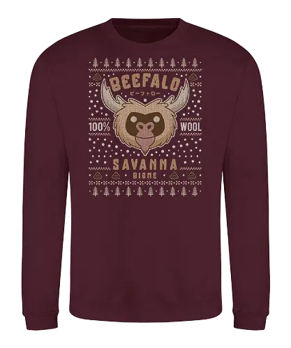 Savanna Beefalo Ugly Sweater - starve, together, beefalo, beefalo wool, wilson, gaming, video game, abigail, survive, survival, scary, goth, monster, animal, ugly christmas sweater, christmas, xmas, merry Christmas - Sweatshirt