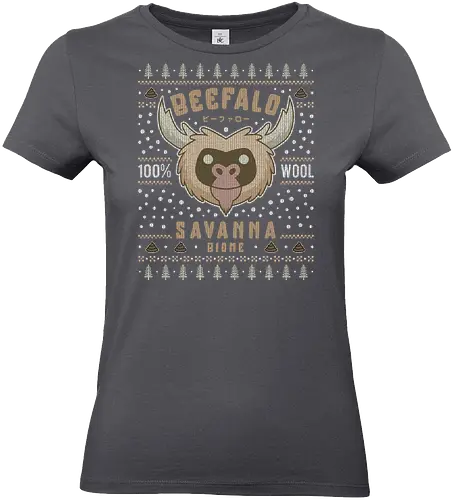 Savanna Beefalo Ugly Sweater - starve, together, beefalo, beefalo wool, wilson, gaming, video game, abigail, survive, survival, scary, goth, monster, animal, ugly christmas sweater, christmas, xmas, merry Christmas - Standard T-Shirt (Women)