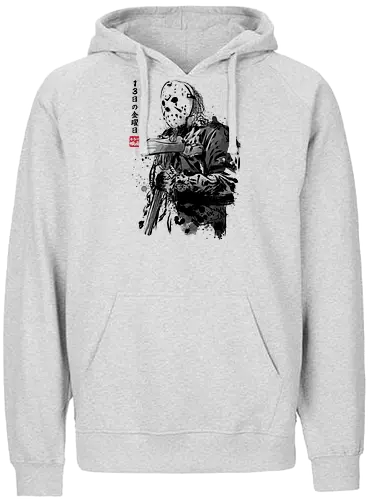 Crystal Lake killer sumi e - jason, halloween, japanese art, japan, 13th friday - Fairtrade Hoodie