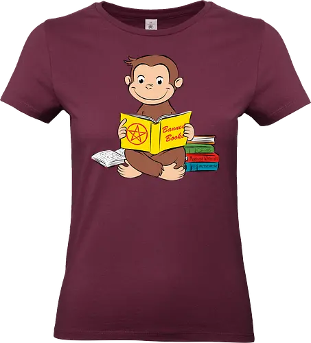 Curious reader - curious, monkey, books, funny, retro, vintage - Standard T-Shirt (Women)
