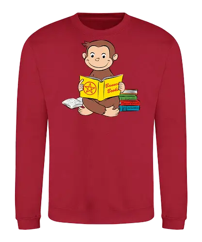 Curious reader - curious, monkey, books, funny, retro, vintage - Sweatshirt