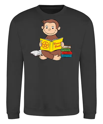 Curious reader - curious, monkey, books, funny, retro, vintage - Sweatshirt