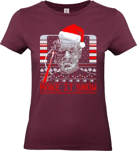 Make it snow - Make it snow, Jean Luc, Picard, Borg, Space, Parody, Funny, Christmas - Standard T-Shirt (Women)