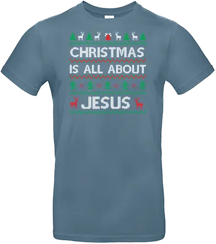 Christmas is all about Jesus - christmas, jesus, reindeer, trees, festive, holiday, design, pattern - Standard T-Shirt