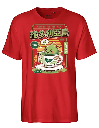 Ramuramu Valley Green Tea - maplestory, green tea, pink bean, maplestory 2, maple story, slime, yeti, mushroom, kawaii, anime, chibi, nostalgia, video game, gaming, gamer, zakum helm, story, orange mushroom, ragnarok online - Fairtrade T-Shirt