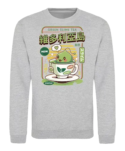 Ramuramu Valley Green Tea - maplestory, green tea, pink bean, maplestory 2, maple story, slime, yeti, mushroom, kawaii, anime, chibi, nostalgia, video game, gaming, gamer, zakum helm, story, orange mushroom, ragnarok online - Sweatshirt