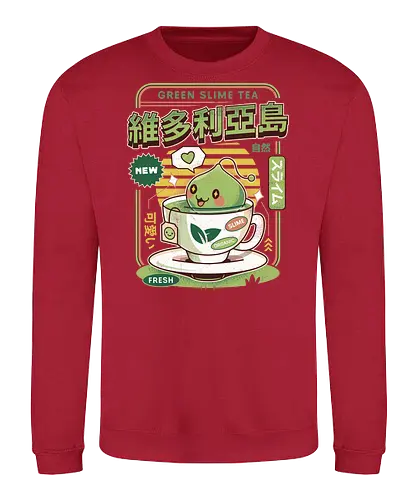 Ramuramu Valley Green Tea - maplestory, green tea, pink bean, maplestory 2, maple story, slime, yeti, mushroom, kawaii, anime, chibi, nostalgia, video game, gaming, gamer, zakum helm, story, orange mushroom, ragnarok online - Sweatshirt