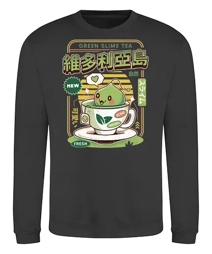 Ramuramu Valley Green Tea - maplestory, green tea, pink bean, maplestory 2, maple story, slime, yeti, mushroom, kawaii, anime, chibi, nostalgia, video game, gaming, gamer, zakum helm, story, orange mushroom, ragnarok online - Sweatshirt