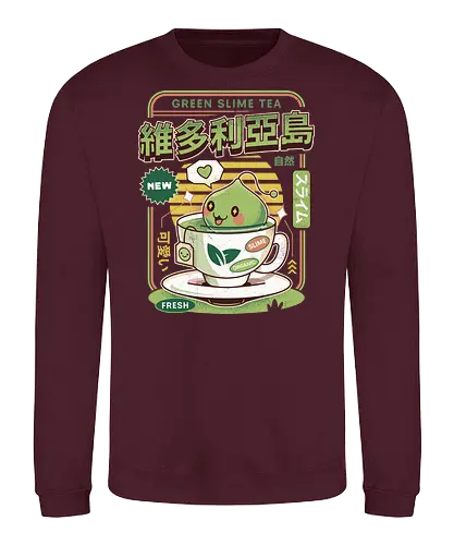 Ramuramu Valley Green Tea - maplestory, green tea, pink bean, maplestory 2, maple story, slime, yeti, mushroom, kawaii, anime, chibi, nostalgia, video game, gaming, gamer, zakum helm, story, orange mushroom, ragnarok online - Sweatshirt
