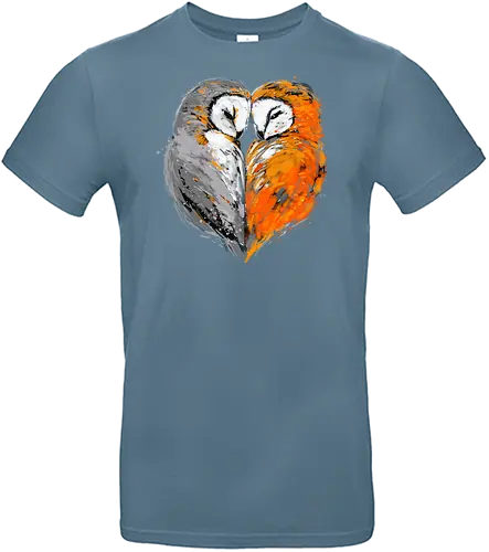 Owls in love - owls, birds, love, heart, nature, painting, artistic, animals, cute - Standard T-Shirt