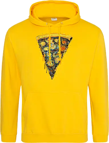 Starry slice - pizza, pizza lovers, food, Vincen Van Gogh, painting, funn, funny, memes, starry nights - Standard Hoodie