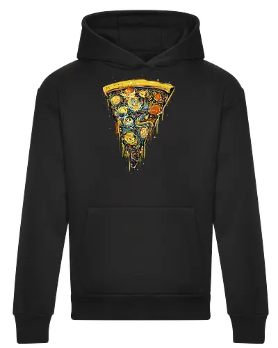 Starry slice - pizza, pizza lovers, food, Vincen Van Gogh, painting, funn, funny, memes, starry nights - Heavyweight Hoodie