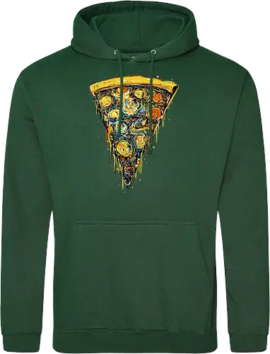 Starry slice - pizza, pizza lovers, food, Vincen Van Gogh, painting, funn, funny, memes, starry nights - Standard Hoodie