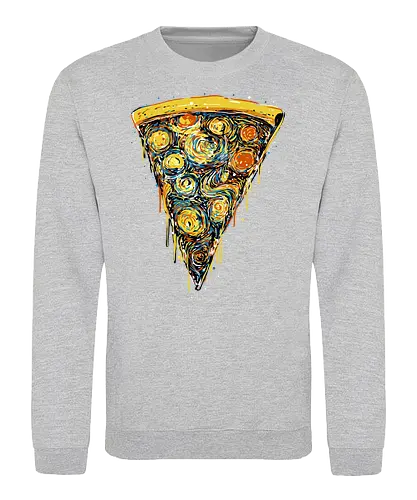 Starry slice - pizza, pizza lovers, food, Vincen Van Gogh, painting, funn, funny, memes, starry nights - Sweatshirt