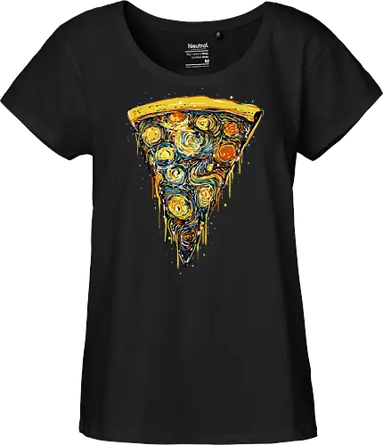 Starry slice - pizza, pizza lovers, food, Vincen Van Gogh, painting, funn, funny, memes, starry nights - Fairtrade Girl Shirt