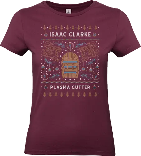Isaac Clarke Ugly Sweater - dead, cosmos, survival horror, gaming, gamer, video game, isaac clarke, space, science fiction, plasma cutter, necromorph, unitology, the marker, michael altman, usg ishimura, ugly christmas sweater - Standard T-Shirt (Women)