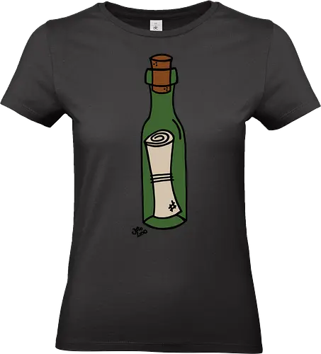 Flaschenpost (bunt) - Augen, Comic, Comic Style, Comic Stil, Zeichnung, flasche, flaschenpost, pirat, piraten, kapitän - Standard T-Shirt (Women)