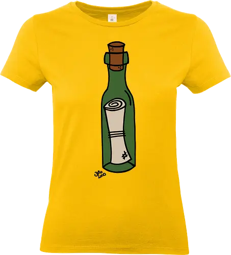Flaschenpost (bunt) - Augen, Comic, Comic Style, Comic Stil, Zeichnung, flasche, flaschenpost, pirat, piraten, kapitän - Standard T-Shirt (Women)