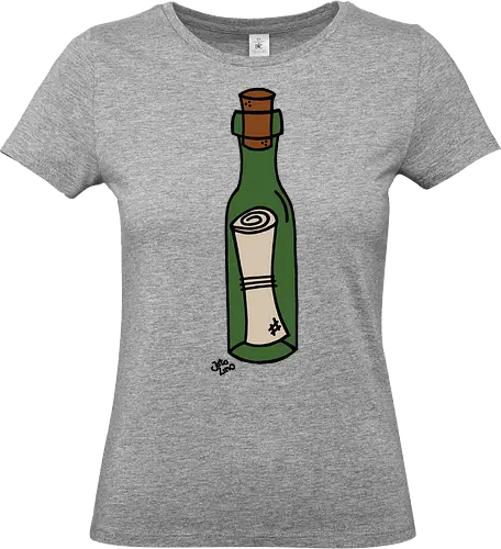 Flaschenpost (bunt) - Augen, Comic, Comic Style, Comic Stil, Zeichnung, flasche, flaschenpost, pirat, piraten, kapitän - Standard T-Shirt (Women)
