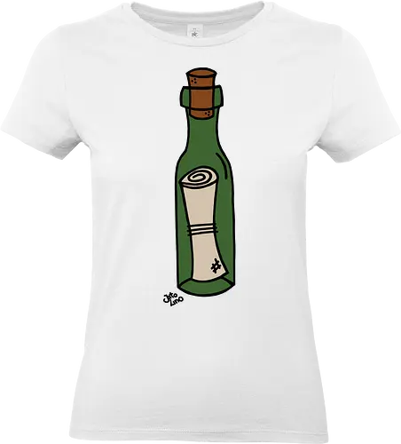 Flaschenpost (bunt) - Augen, Comic, Comic Style, Comic Stil, Zeichnung, flasche, flaschenpost, pirat, piraten, kapitän - Standard T-Shirt (Women)