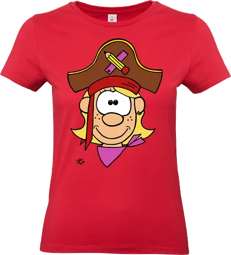 Schulpiratin (bunt) - Augen, Comic, Comic Style, Comic Stil, Zeichnung, pirat, piratin, kapitän, einschulung, schule, mathe - Standard T-Shirt (Women)