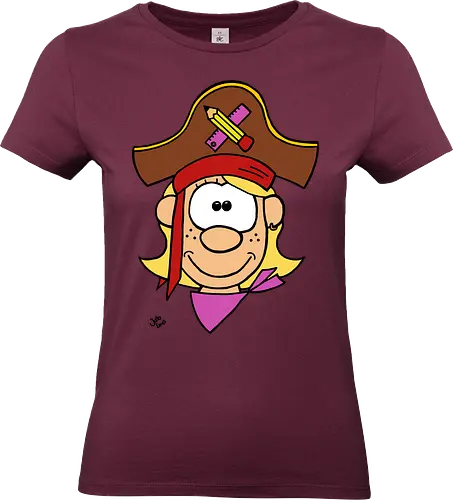 Schulpiratin (bunt) - Augen, Comic, Comic Style, Comic Stil, Zeichnung, pirat, piratin, kapitän, einschulung, schule, mathe - Standard T-Shirt (Women)