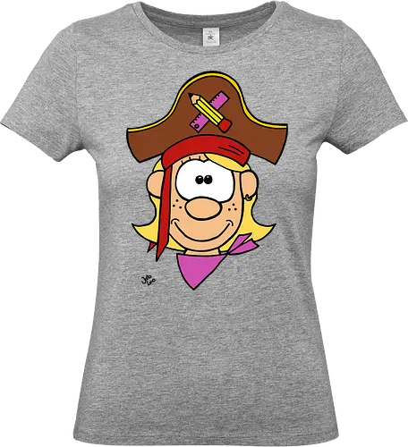 Schulpiratin (bunt) - Augen, Comic, Comic Style, Comic Stil, Zeichnung, pirat, piratin, kapitän, einschulung, schule, mathe - Standard T-Shirt (Women)