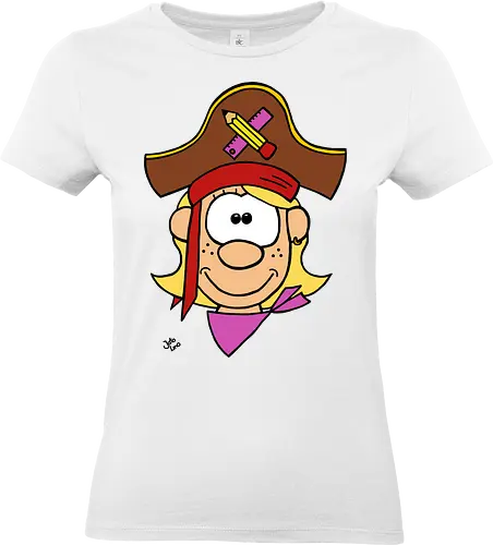 Schulpiratin (bunt) - Augen, Comic, Comic Style, Comic Stil, Zeichnung, pirat, piratin, kapitän, einschulung, schule, mathe - Standard T-Shirt (Women)