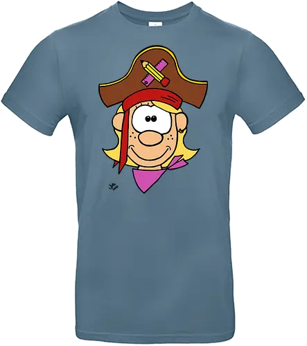 Schulpiratin (bunt) - Augen, Comic, Comic Style, Comic Stil, Zeichnung, pirat, piratin, kapitän, einschulung, schule, mathe - Standard T-Shirt