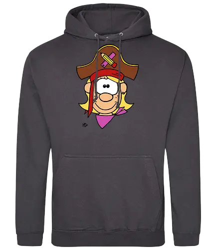Schulpiratin (bunt) - Augen, Comic, Comic Style, Comic Stil, Zeichnung, pirat, piratin, kapitän, einschulung, schule, mathe - Standard Hoodie