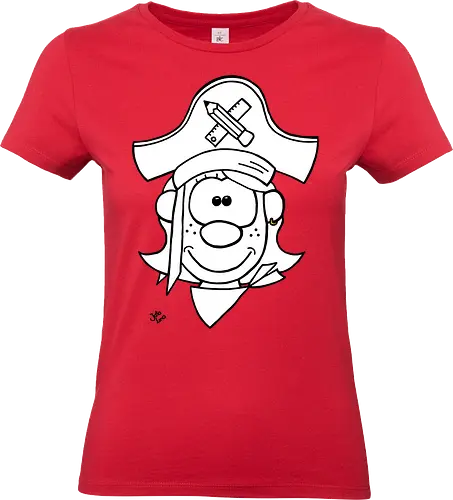 Schulpiratin (gold) - Augen, Comic, Comic Style, Comic Stil, Zeichnung, pirat, piratin, kapitän, einschulung, schule, mathe - Standard T-Shirt (Women)