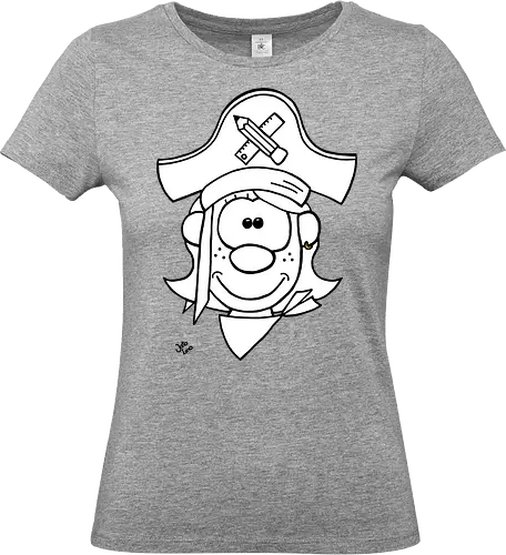 Schulpiratin (gold) - Augen, Comic, Comic Style, Comic Stil, Zeichnung, pirat, piratin, kapitän, einschulung, schule, mathe - Standard T-Shirt (Women)