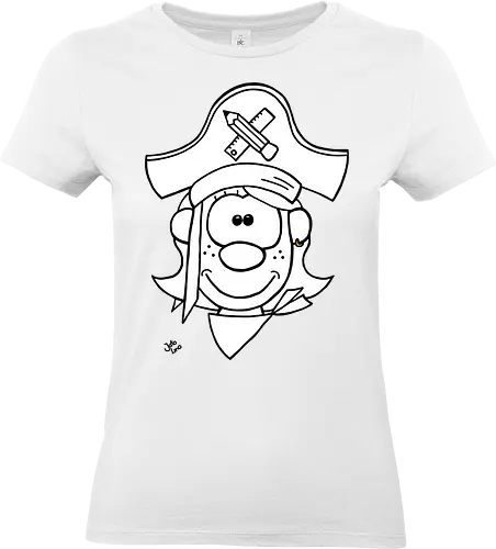 Schulpiratin (gold) - Augen, Comic, Comic Style, Comic Stil, Zeichnung, pirat, piratin, kapitän, einschulung, schule, mathe - Standard T-Shirt (Women)