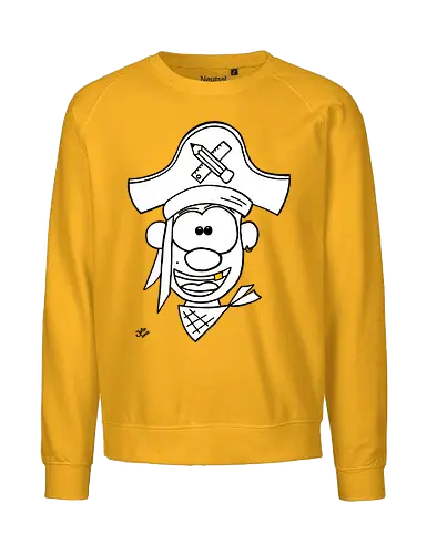 Schulpirat (gold) - Augen, Comic, Comic Style, Comic Stil, Zeichnung, pirat, piratin, kapitän, einschulung, schule, mathe - Fairtrade Sweatshirt