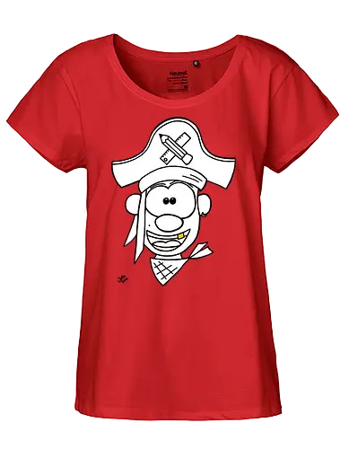 Schulpirat (gold) - Augen, Comic, Comic Style, Comic Stil, Zeichnung, pirat, piratin, kapitän, einschulung, schule, mathe - Fairtrade Girl Shirt
