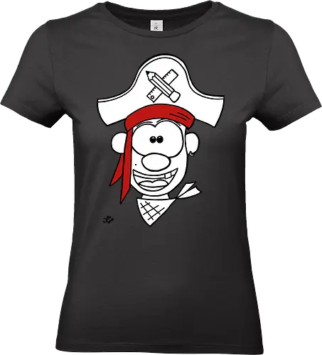 Schulpirat - Augen, Comic, Comic Style, Comic Stil, Zeichnung, pirat, piratin, kapitän, einschulung, schule, mathe - Standard T-Shirt (Women)