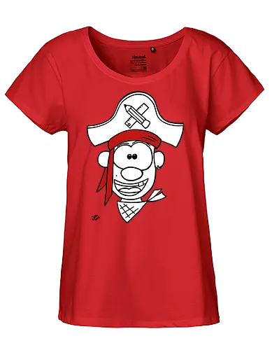 Schulpirat - Augen, Comic, Comic Style, Comic Stil, Zeichnung, pirat, piratin, kapitän, einschulung, schule, mathe - Fairtrade Girl Shirt