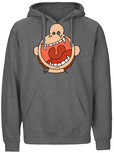 Fütter mich! (4) - comic, comics, comic style, comic stil, monster, halloween, kind, kinder, niedlich, mund, zähme, baby, lätzchen, hunger, füttern - Fairtrade Hoodie