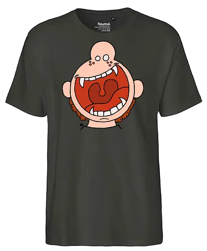Fütter mich! (3) - comic, comics, comic style, comic stil, monster, halloween, kind, kinder, niedlich, mund, zähme, baby, lätzchen, hunger, füttern - Fairtrade T-Shirt