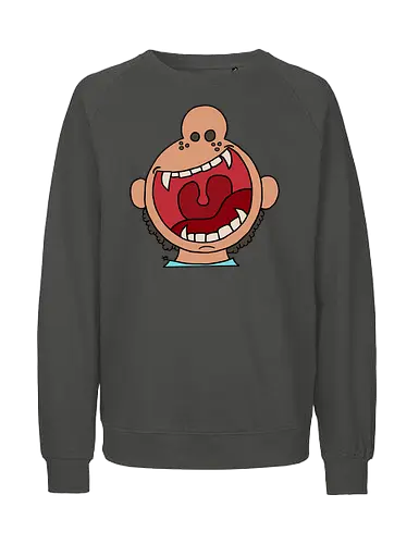 Fütter mich! (6) - comic, comics, comic style, comic stil, monster, halloween, kind, kinder, niedlich, mund, zähme, baby, lätzchen, hunger, füttern - Fairtrade Sweatshirt