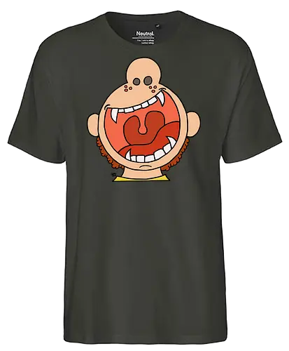 Fütter mich! (8) - comic, comics, comic style, comic stil, monster, halloween, kind, kinder, niedlich, mund, zähme, baby, lätzchen, hunger, füttern - Fairtrade T-Shirt
